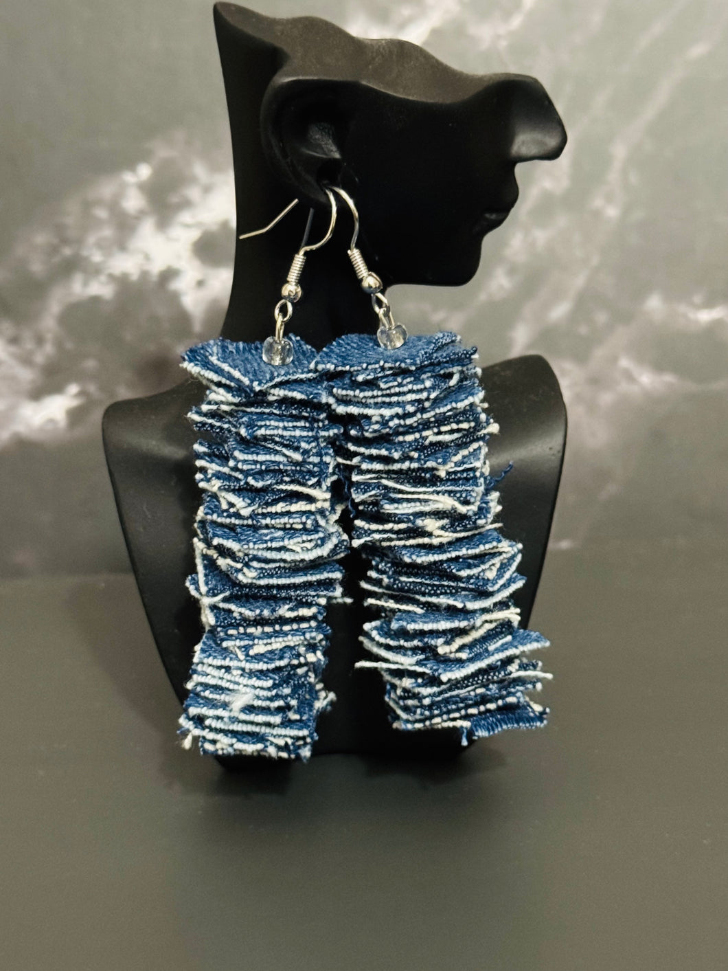 DANGLING DENIM EARRINGS
