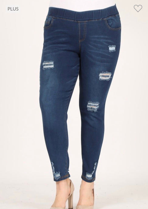 DENIM DISTRESSED JEGGINGS