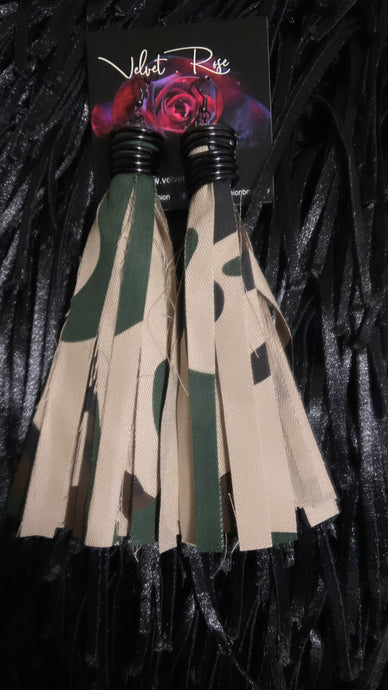 CAMOUFLAGE FRINGE EARRINGS
